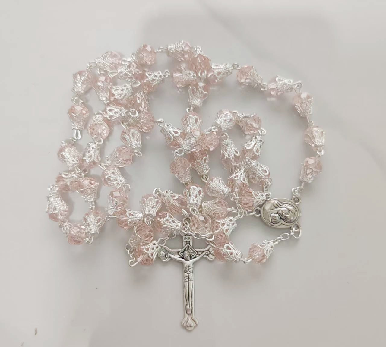 Wholesale Rosary Crystal Bead Cross Pendant Necklace